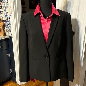Jones Studio Black Blazer with Vibrant Pink Lining